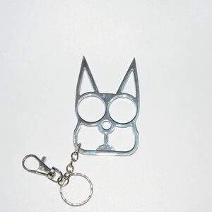 Silvertone Kitty Cat Ear Self Defense Keychain Bottle Opener🔑🐱